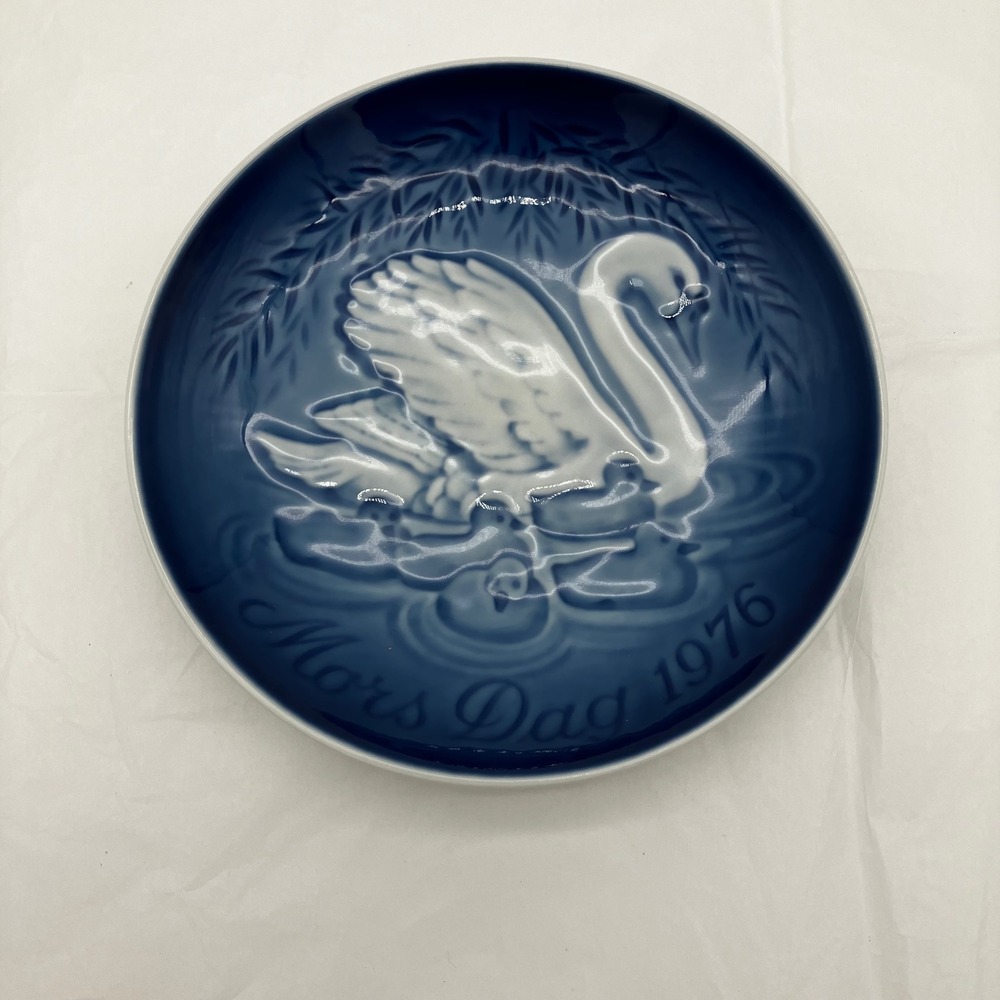 Bing & Grondahl Collector Plate Mors Dag 1976 6in Blue Swan Vintage Denmark